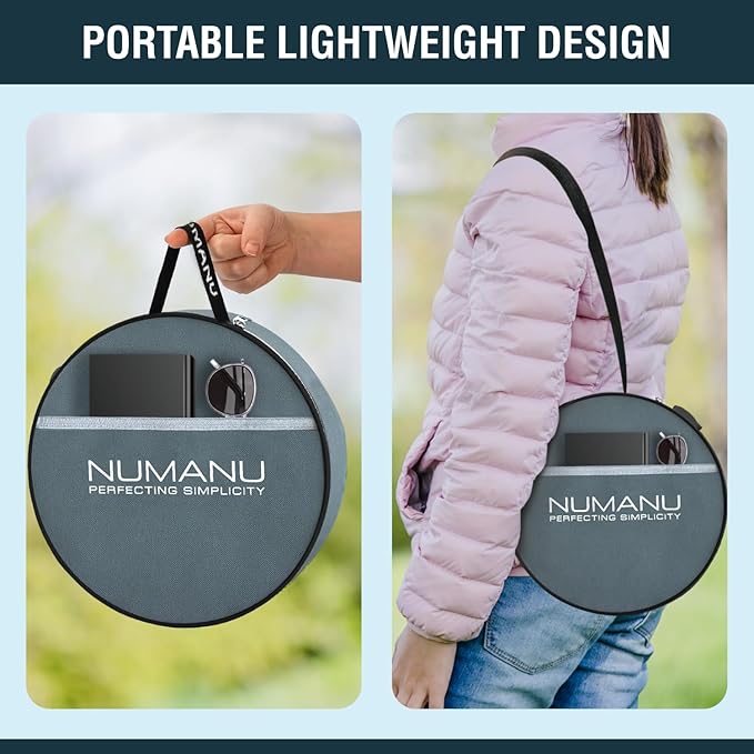 NUMANU 2025 Upgraded Collapsible Stool & 3IN1 Cushioned Carry Bag, Telescopic Folding Stool, Max 620lbs Adjustable Height Camping Chair, Retractable Seat or Travel Footrest for Outdoors, 18" H Stool