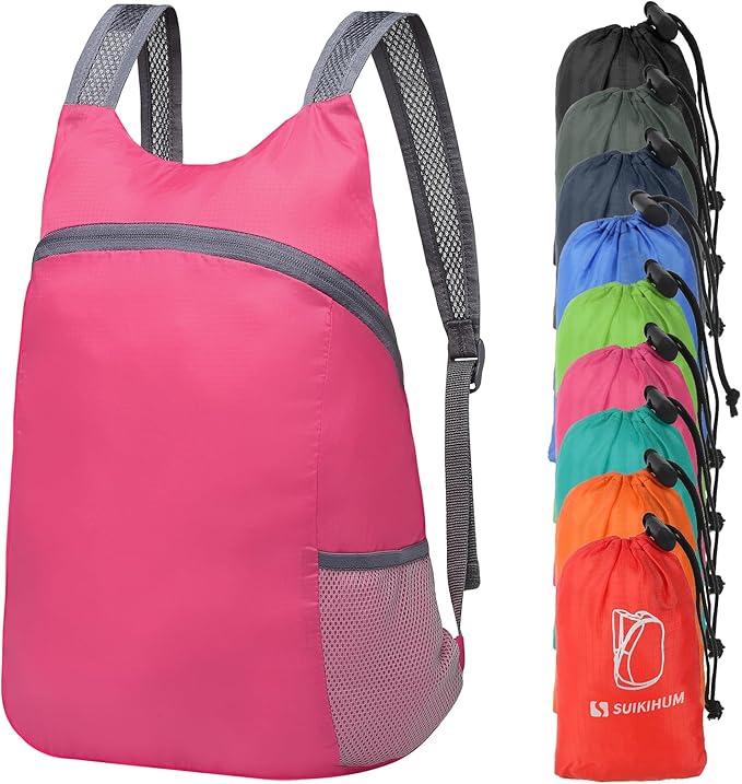 20L Ultra Hiking-Daypack Lightweight Foldable Travel Packable Backpack for Camping Cycling Outdoor,rose Red