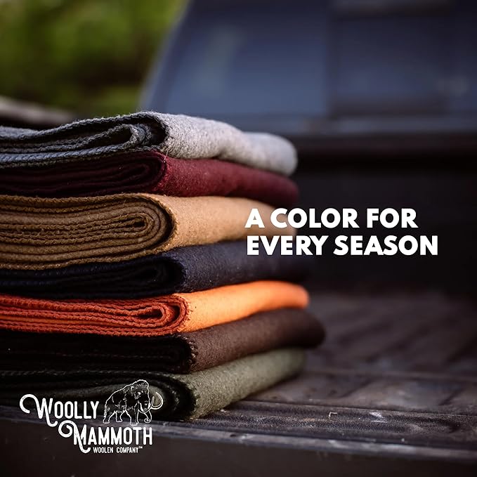 Woolly Mammoth Woolen Company Merino Wool Camping Blanket - 66" x 90", Navy Blue - Compact Design & Hunting Essentials - Heavyweight Insulation & Wool Throw Blanket - Solid Pattern & Bedroll Use