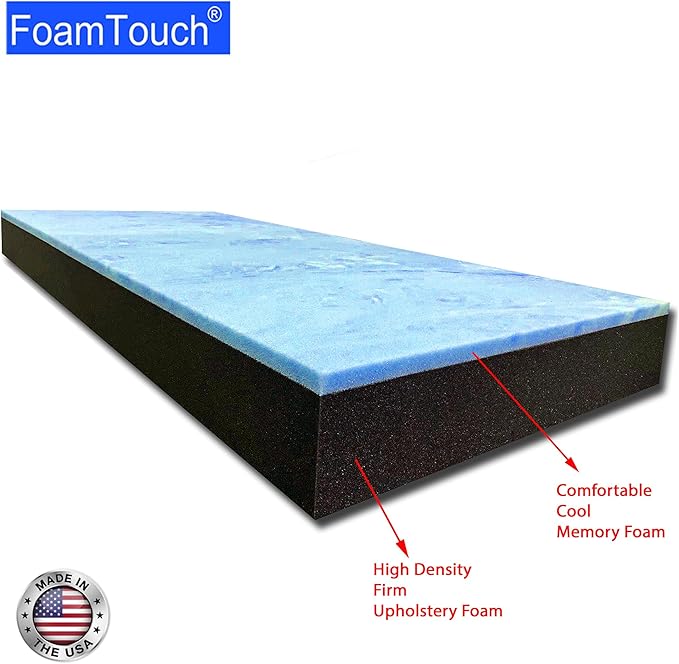 FoamTouch 4" Height x 34" Width x 75" Length Camper/RV bunk Mattress with Gel Memory Foam -No Cover