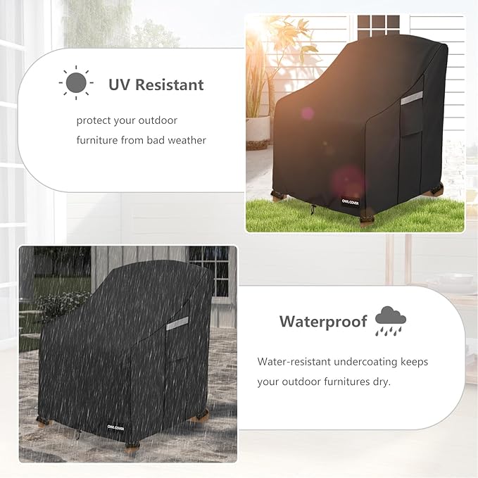 Outdoor Chair Covers 32"W x 35"D x 36"H,600D Heavy Duty Waterproof Patio Chair Cover,Outdoor Furniture Covers for Lawn/Garden Chiar,Black