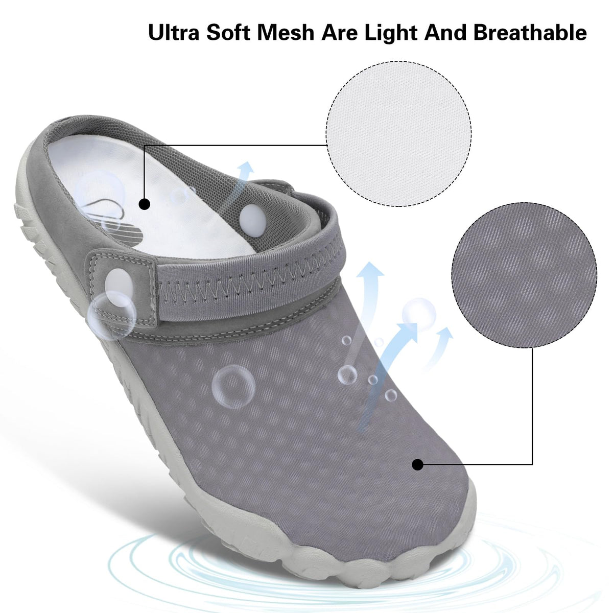 Besroad Slip on Quick Drying Running Sports Fashion Sneakers Water Shoes Summer Outdoor Hiking Shoes for Men Women Grey 9 Women/7.5 Men