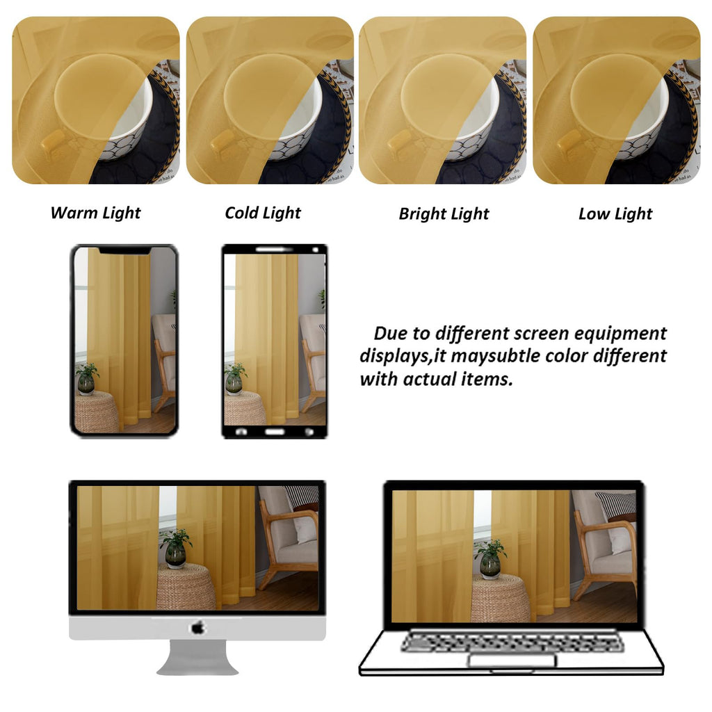 Sheer Gold Kitchen Tier Curtains 24 Inch Length Set