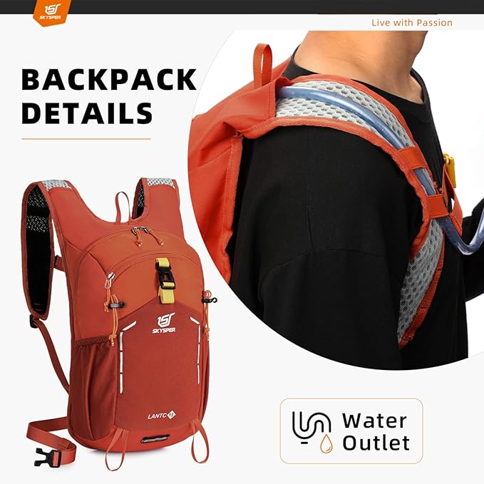 SKYSPER Small Hiking Backpack - 15L Travel Daypack Lightweight Bag Water Resistant Hiking Backpacks for Women Men