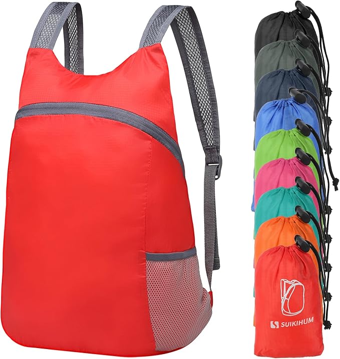 20L Ultra Hiking-Daypack Lightweight Foldable Travel Packable Backpack for Camping Cycling Outdoor,red