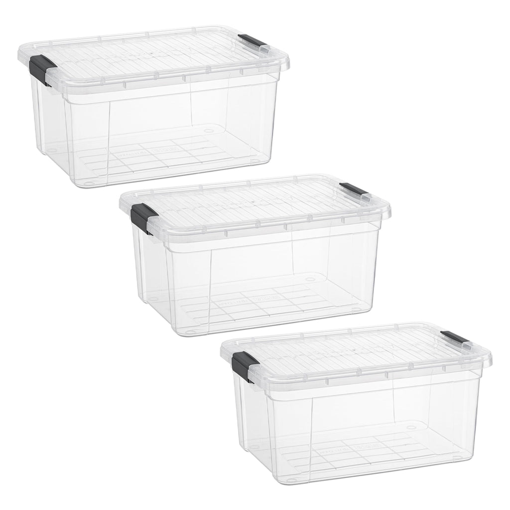 11 Quart Clear Plastic Storage Boxes with Lids (3 Count)