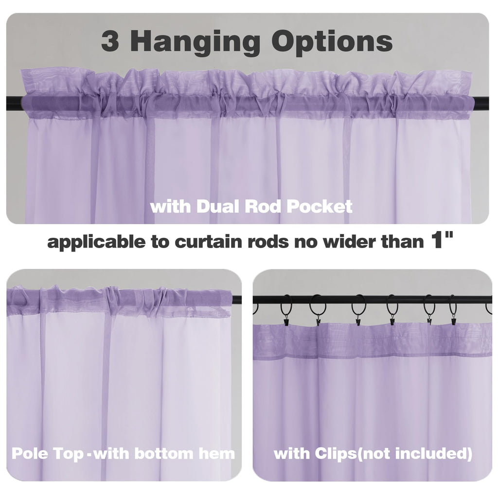Sheer Lilac Valances for Windows 2 Pack (2 Count)