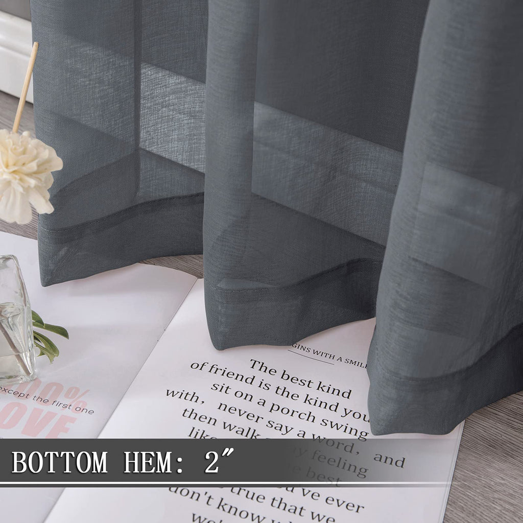Short Sheer Tier Curtains Linen Textured Half Kitchen Curtain Sheers Light Filtering Rod Pocket Voile Small Curtain for Bathroom