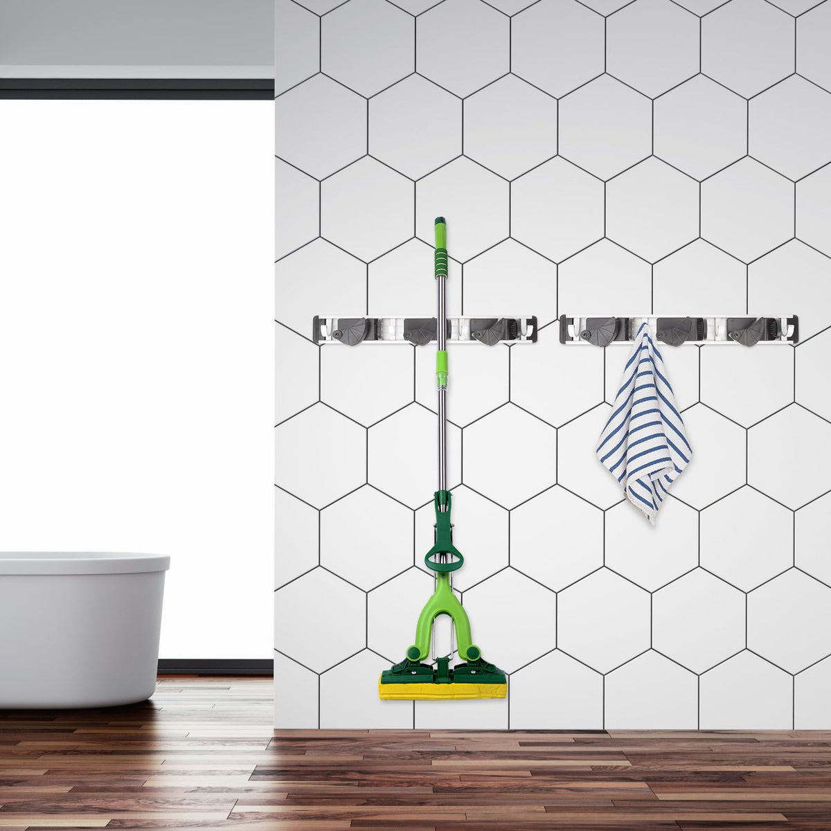 Wall Mounted Mop and Broom Holder Rack