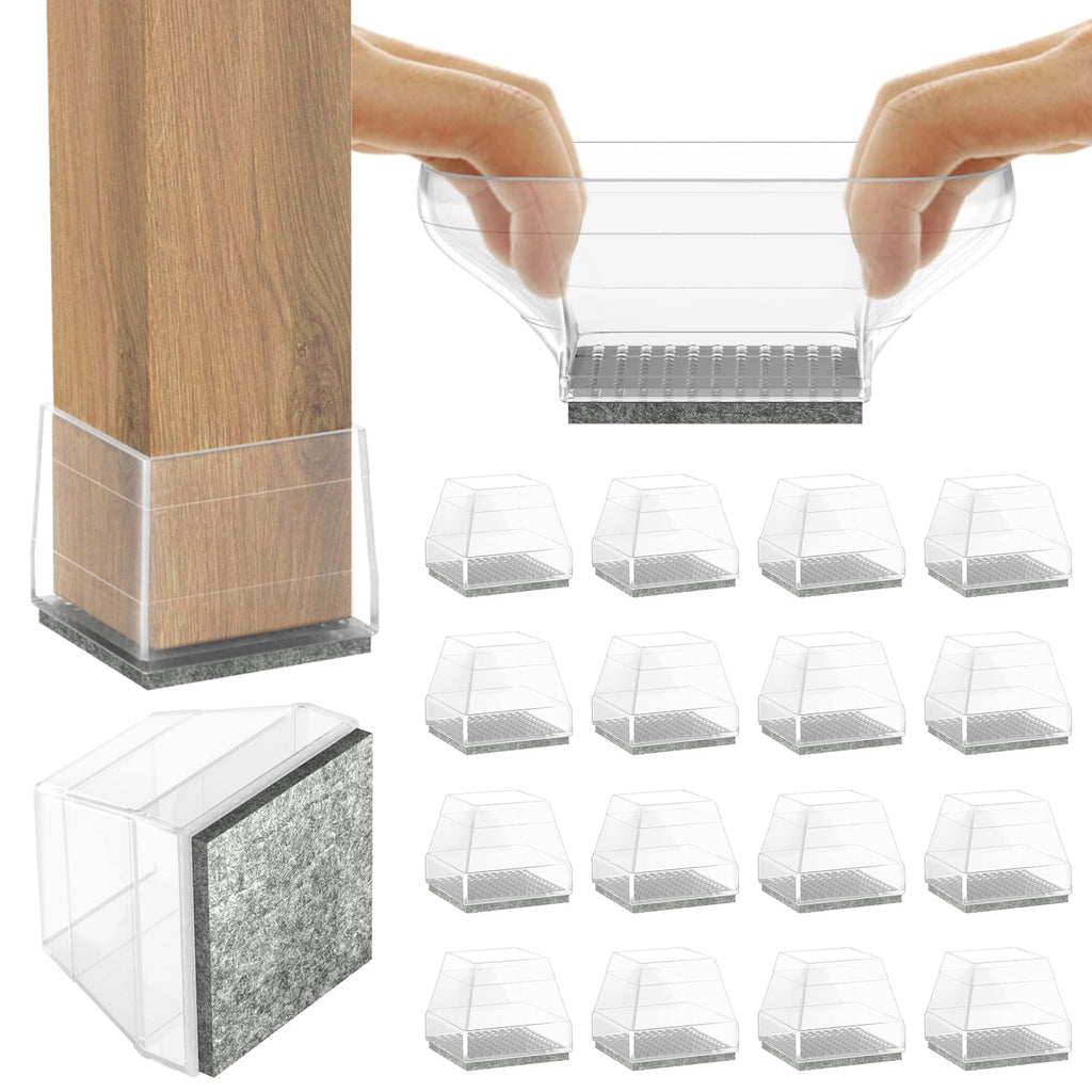 Clear Square Chair Leg Protectors for Hardwood Floors (24 Count)