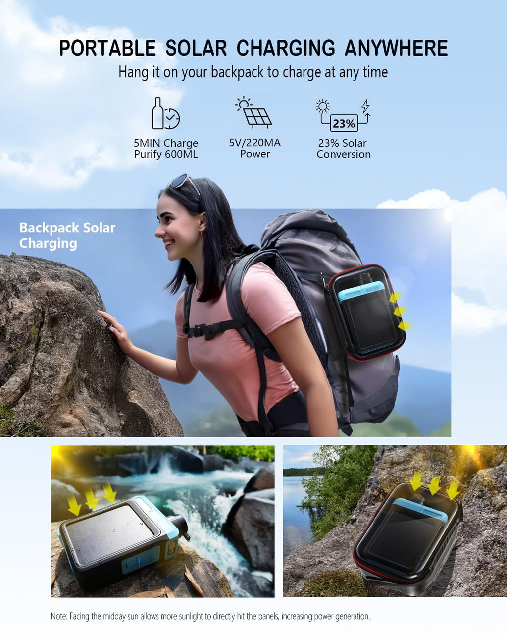 BKLES 3-in-1 Water Filter | Portable Camping Filtration System