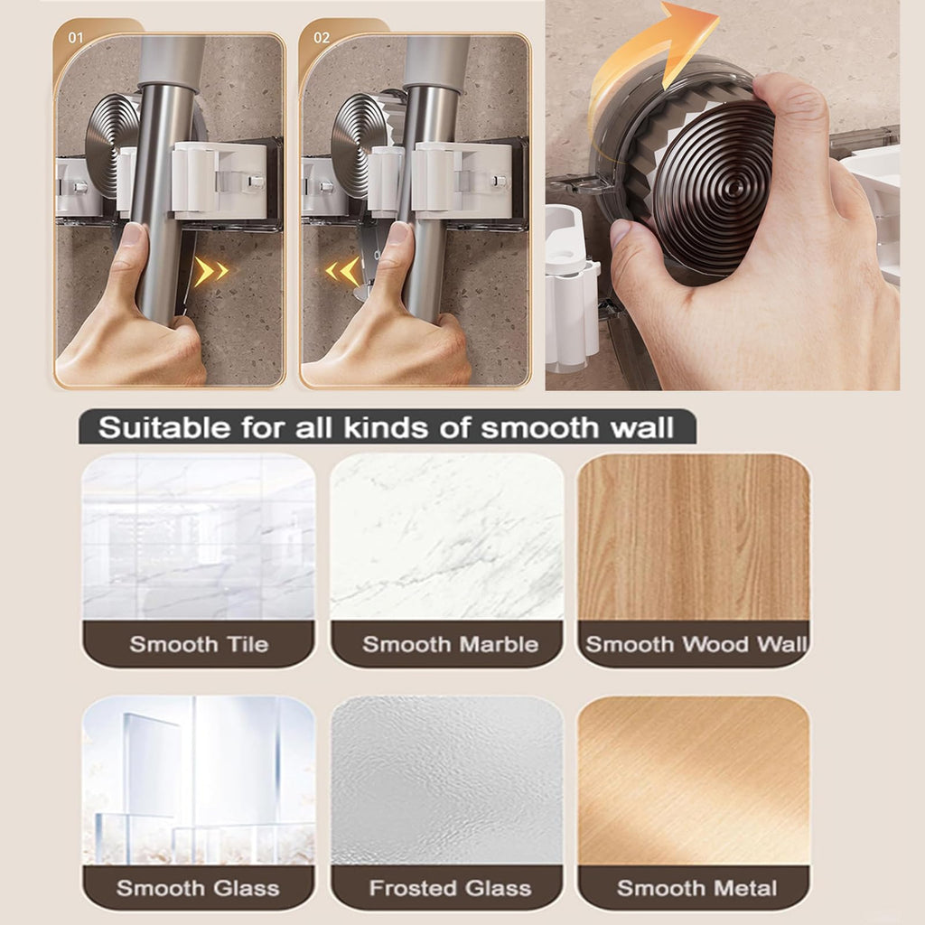 6 Pack Broom Holder Wall Mount Mop Hanger