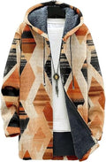 Men's Hooded Sweater Coat Knit Fleece Lined Long Cardigan Jacket with Zip Front Pocket Vintage Casual Zip Up