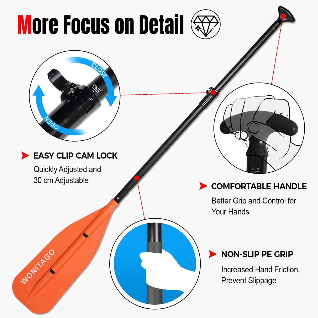 WONITAGO Canoe Paddle - 5 FT, Adjustable, Collapsible