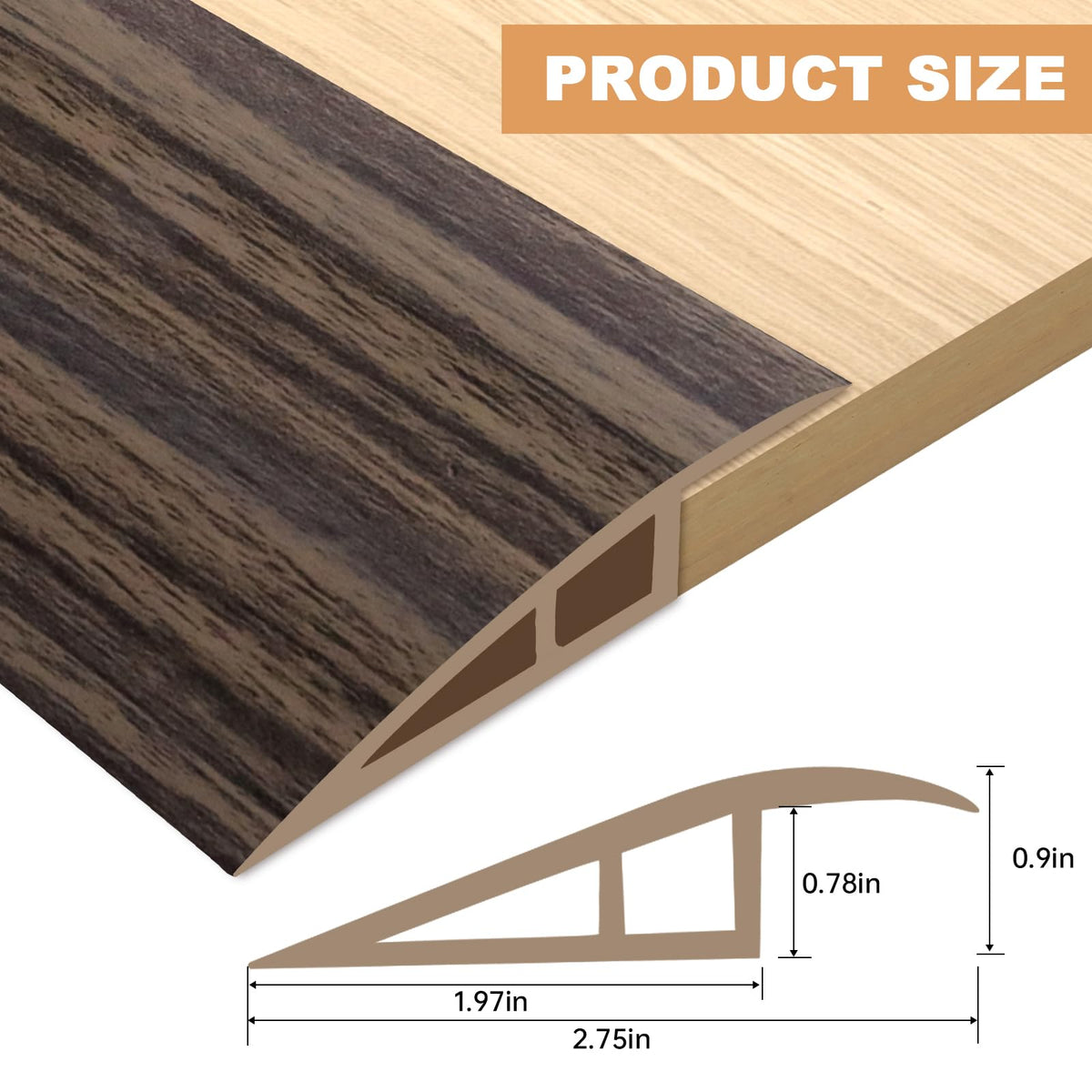 Vinyl Door Threshold Flooring Transition Strip Self Adhesive Carpet Edging Strip for Laminate Doorway Edge Threshold from 3 (6.6 Foot)