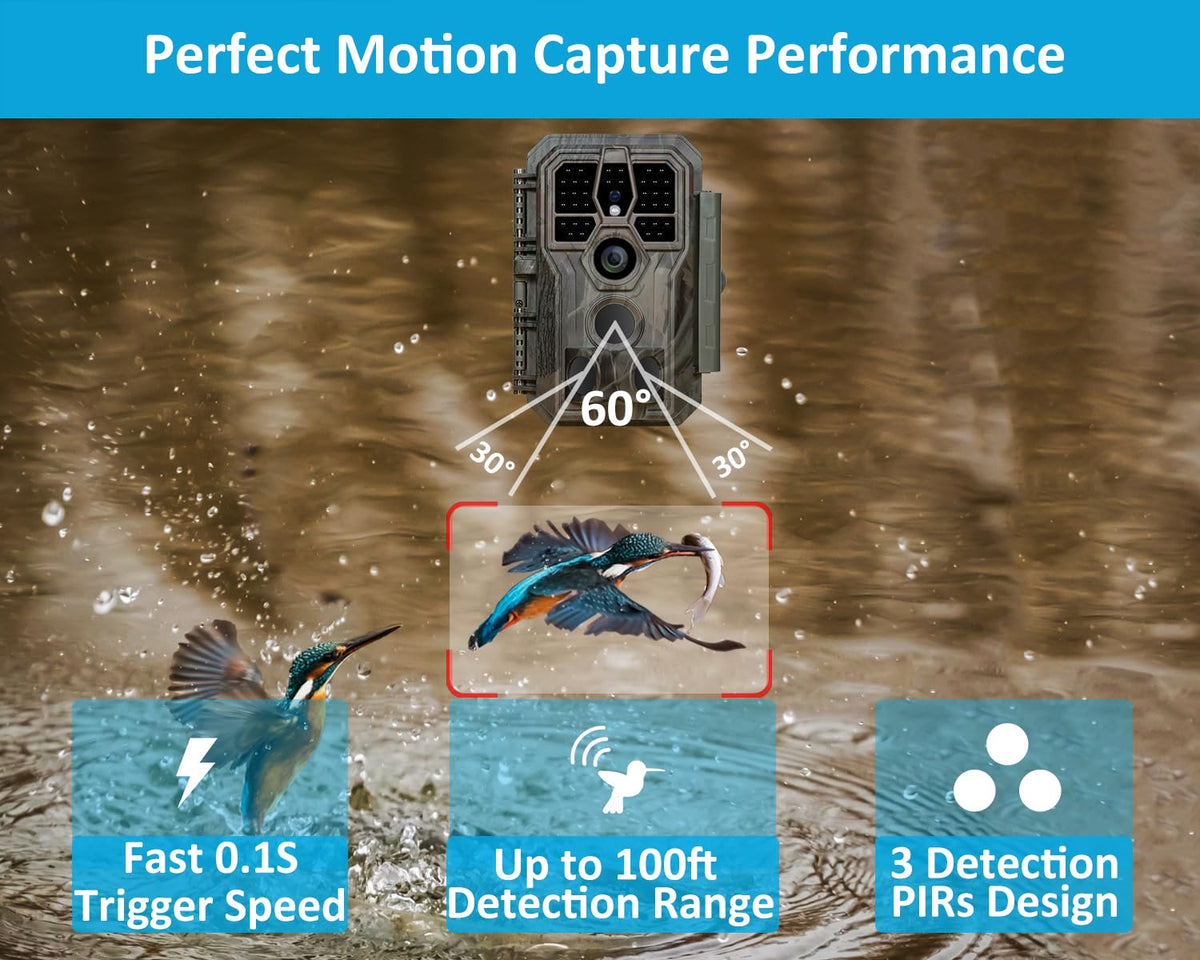 GardePro Trail Camera - 64MP, 1296P, 100ft, Non-Cellular, Non-WiFi