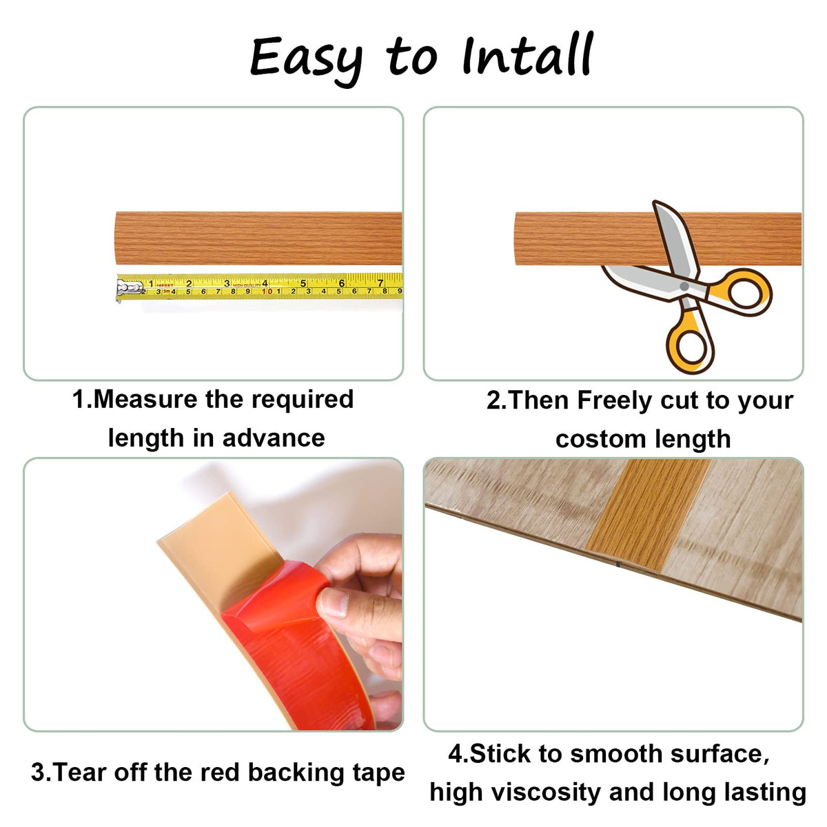 Floor Door Flat Transition Strip & Self Adhesive Floor Vinyl Floor Edge Trim Laminate Floor Gap Covering Joining Strip (118 Foot)