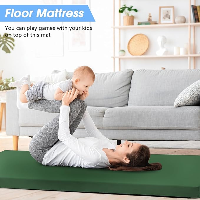 CYMULA Memory Foam Camping Mattress Pad,3inch Sleeping Pad for Camping,Non-Slip Bottom Floor Cot Car Mattress Bed with Retaining Portable Roll up Mattress Pad Mat for Travel Truck Guest Bed Tent