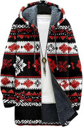 Men's Hooded Sweater Coat Knit Fleece Lined Long Cardigan Jacket with Zip Front Pocket Vintage Casual Zip Up