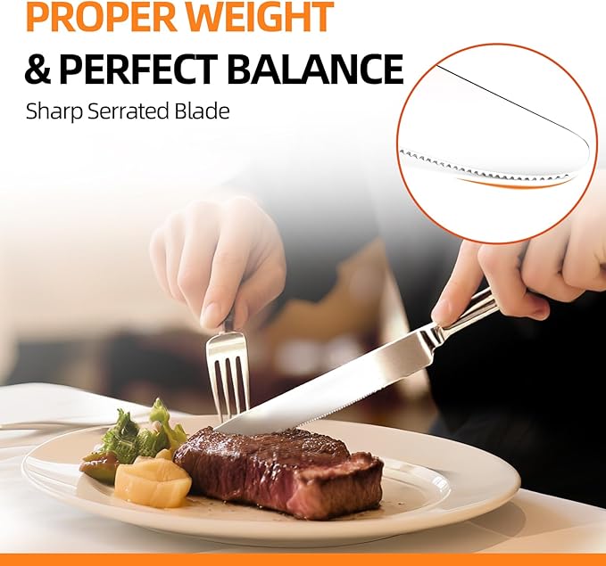 NICE KITCHEN Silverware Set for 8,40 Piece Heavy Duty Stainless Steel Flatware Set - Mirror Polished Cutlery Set,Dishwasher Safe Utensil Set with Knives Forks Spoons,Luster Series