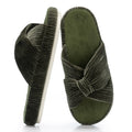 Slippers for Women Memory Foam House Bedroom Bow Crossbands Pearlescent Slipper Shoes Comfy Trendy Gift Slippers Olive Size 9 10 8.5