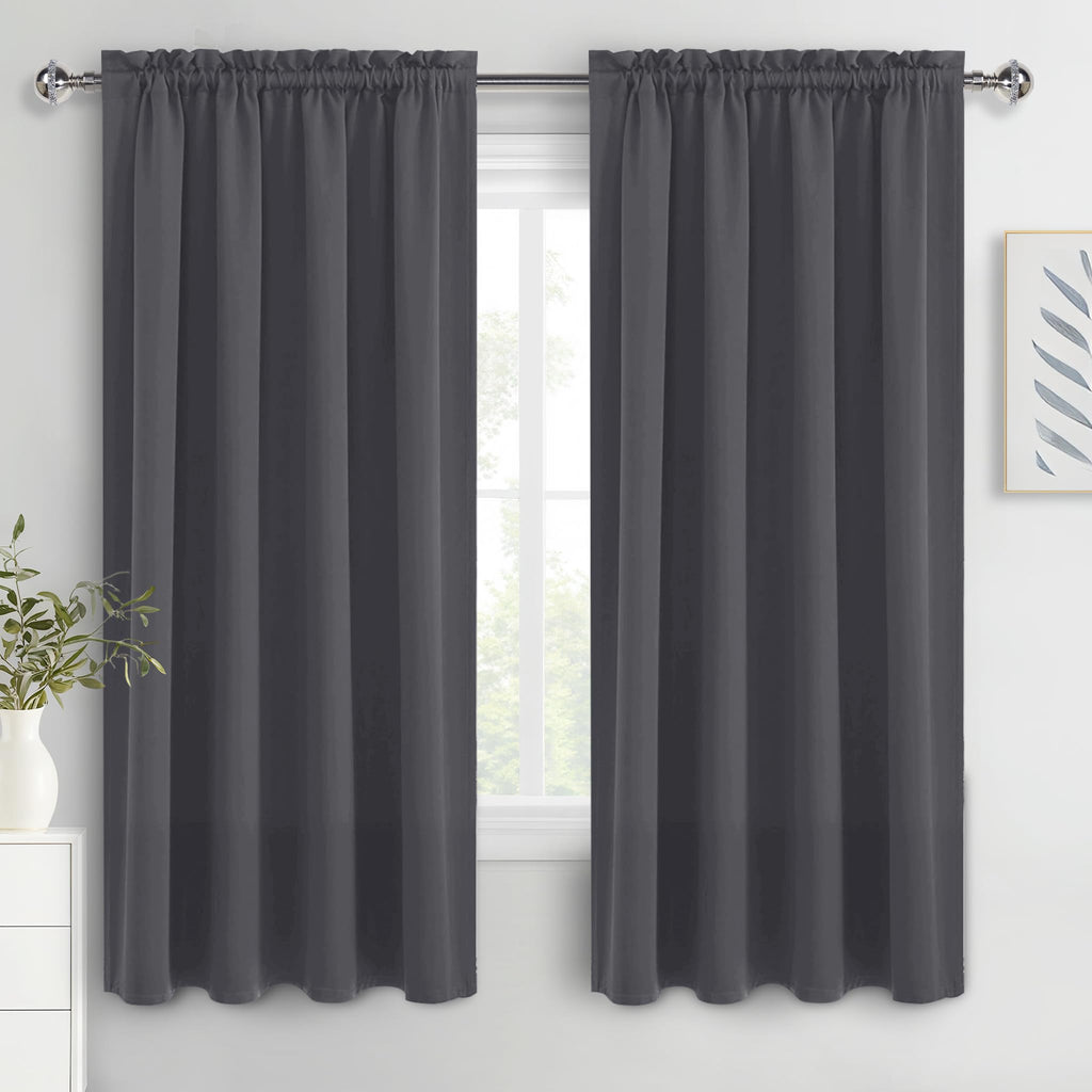 Blackout Curtains for Bedroom 42 x 72 Inch Long Dark Grey 2 Panels (2 Count)