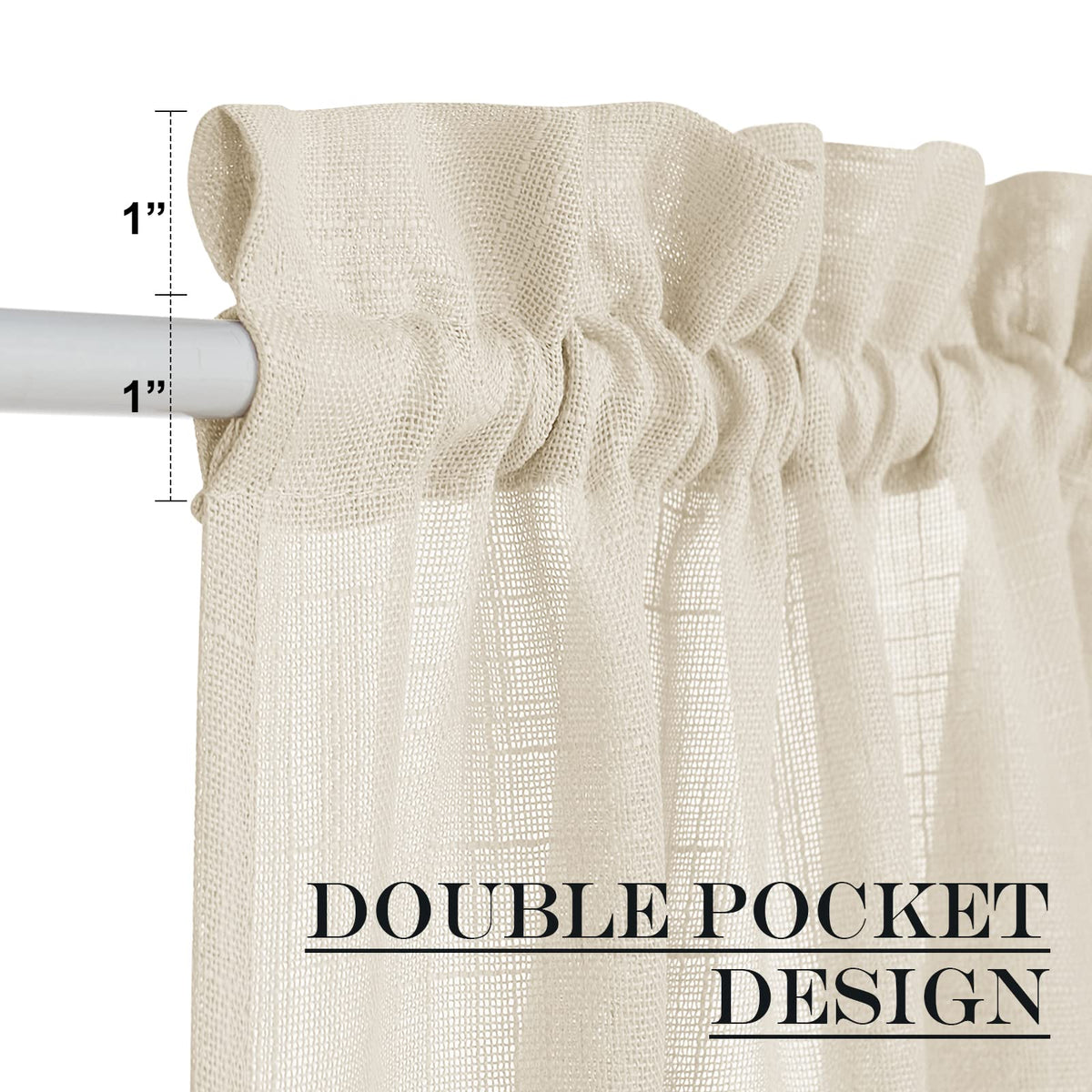 Beige Sheer Privacy Curtains for Front Back Door