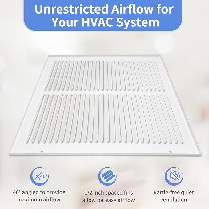 16"W x 16"H [Duct Opening Size] Steel Return Air Grille, Air Return Vent Cover for Ceiling and Sidewall - HVAC Air Vent Covers - [Outer Dimensions: 17.75"W x 17.75"H]