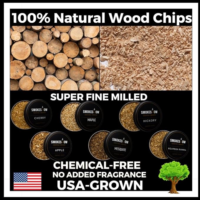Smokeshow Cocktail Smoker Bundle with Kitchen Torch, Six Flavors of Wood Chips, Apple, Hickory, Maple, Mesquite, Cherry and Bourbon Soaked Oak. (No Butane Included)