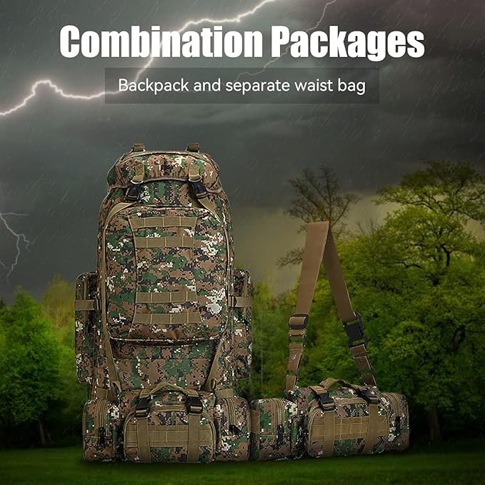 King'sGuard 100L Camping Hiking Backpack Molle Rucksack Military Camping Backpacking Daypack