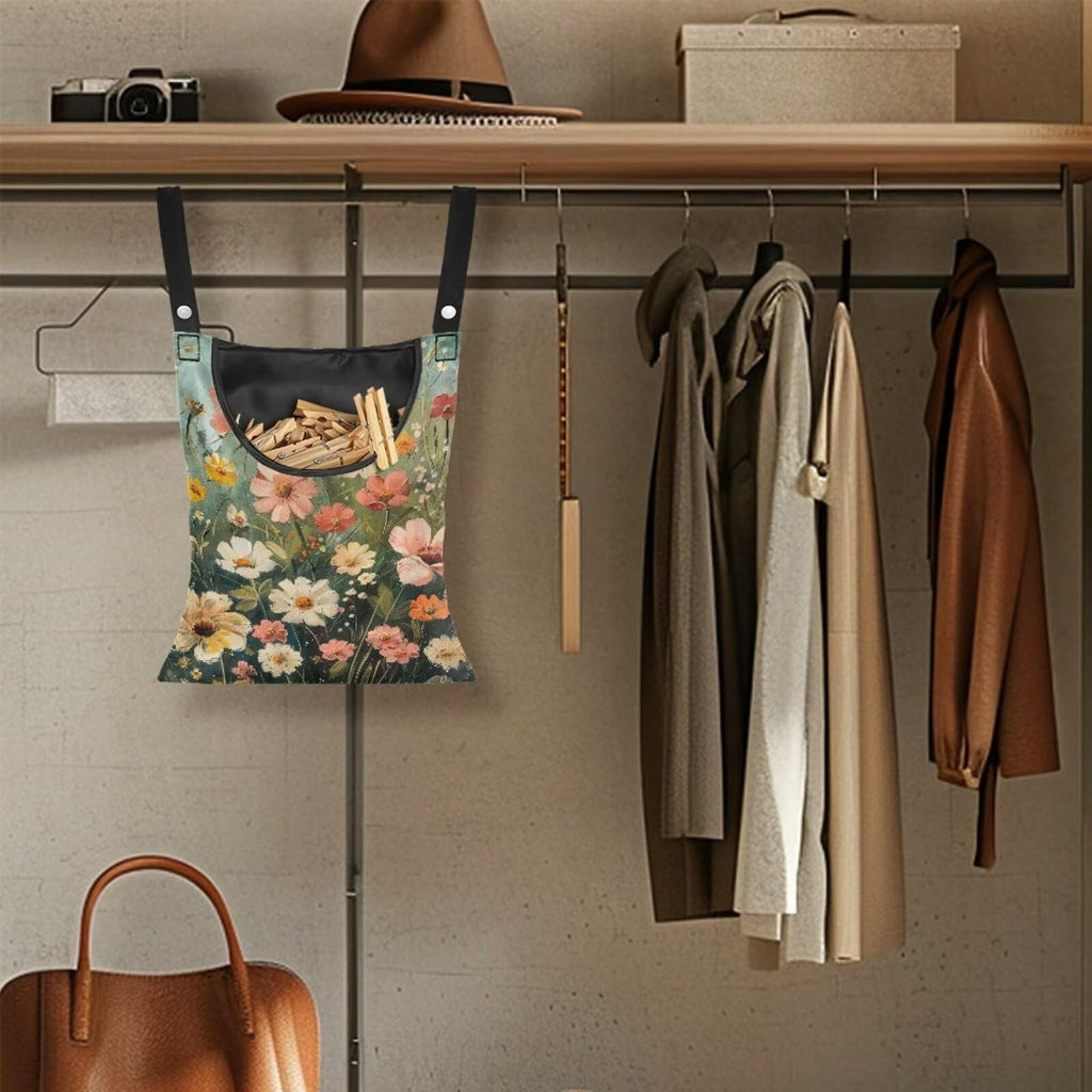 Wild Daisy Waterproof Clothespin Bag with Hanging Hook