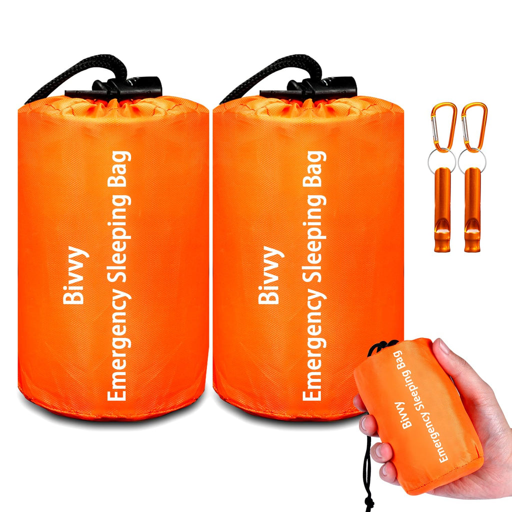 Emergency Sleeping Bag Survival Bag, Cymuber Portable Waterproof Thermal Bivy Sacks Tac Bivvy Bags,Camping Mylar Sleeping Bag Survival Gear Emergency Blankets Survival Shelter
