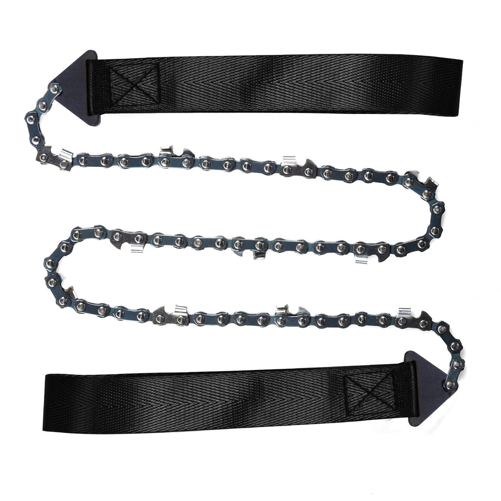 Sucrain Pocket Chainsaw with Paracord Handle, Folding Chain Hand Saw, Emergency Outdoor Survival Gear for Camping, Hunting, Hiking, Cutting Wood & Tree (Black, 11 Teeth, 24'' Long)