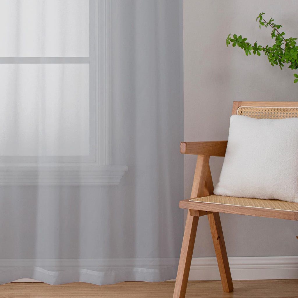 Light Grey Sheer Curtains 120 Inches Long (2 Count)