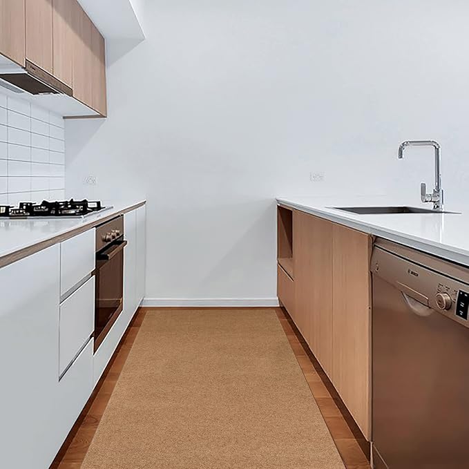 4' x 38' Runner Rugs with Rubber Backing, Indoor Outdoor Utility Carpet Runner Rugs, Sand, Can Be Used as Aisle for The RV and Boat, Laundry Room and Balcony