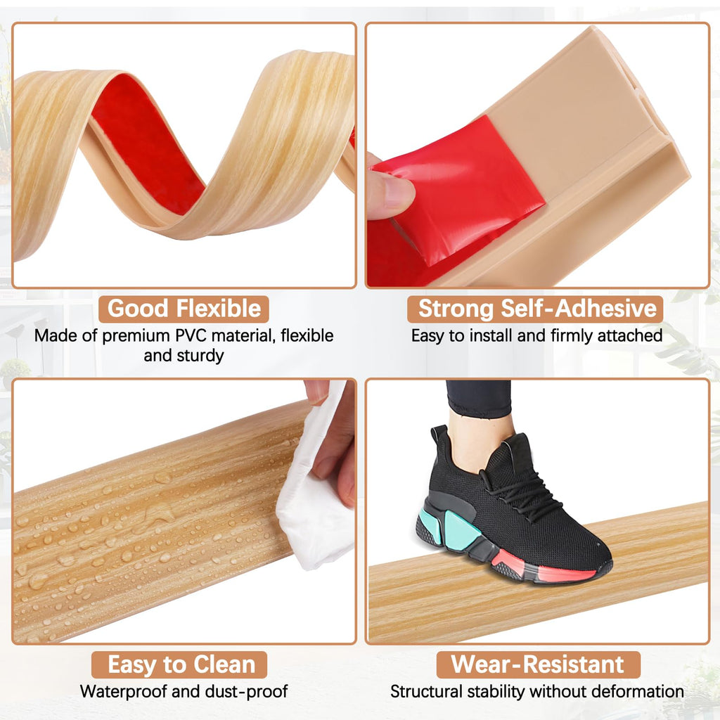Vinyl Door Threshold Flooring Transition Strip Self Adhesive Carpet Edging Strip for Laminate Doorway Edge Threshold from 3 (10 Foot)