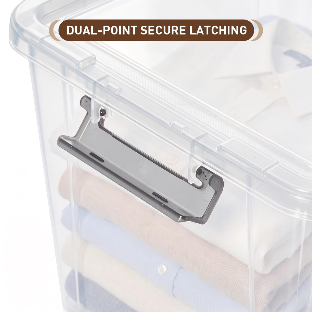 44.4 QT Plastic Storage Bins with Latching Lids Stackable Storage Containers for Organizing Large Clear Storage Box for Garage (8 Count)