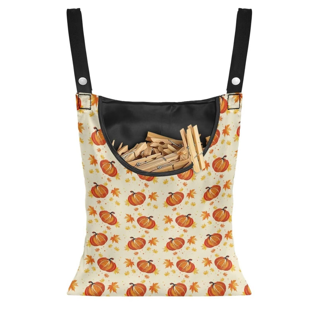 Pumpkin Clothes Pin Bags Clothespin Bag Holder Clothespin Holder 14.5 x 12 Inch Clothespin Bag for Clothesline Outdoor Outside Laundry Room Lightweight Clothespin Bag for Easy Hang
