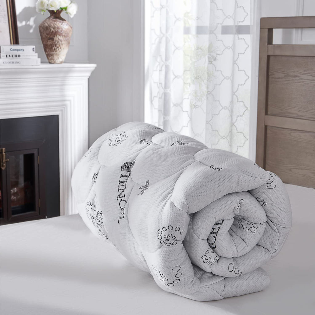 Padded Topper Twin Size 40% Tencel Blend Rayon from Bamboo and Cotton Filled Mattress Cover