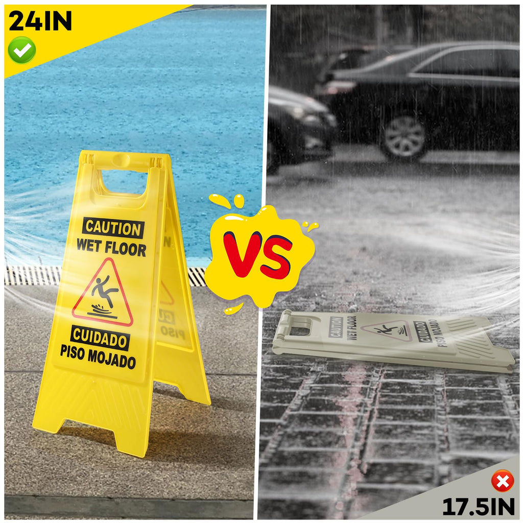 6 Pack 24 IN Caution Wet Floor Sign Bilingual Foldable Safety Sign (6 Count)
