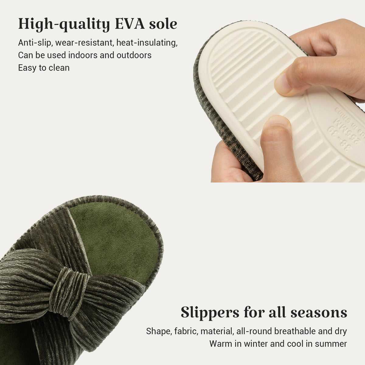 Slippers for Women Memory Foam House Bedroom Bow Crossbands Pearlescent Slipper Shoes Comfy Trendy Gift Slippers Olive Size 9 10 8.5