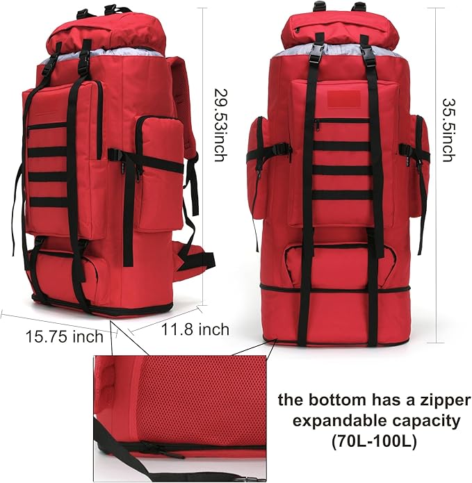 Hiking Backpack for Men 70L/100L Camping Backpack Military Rucksack Molle 3 Days Assault Pack for Climbing