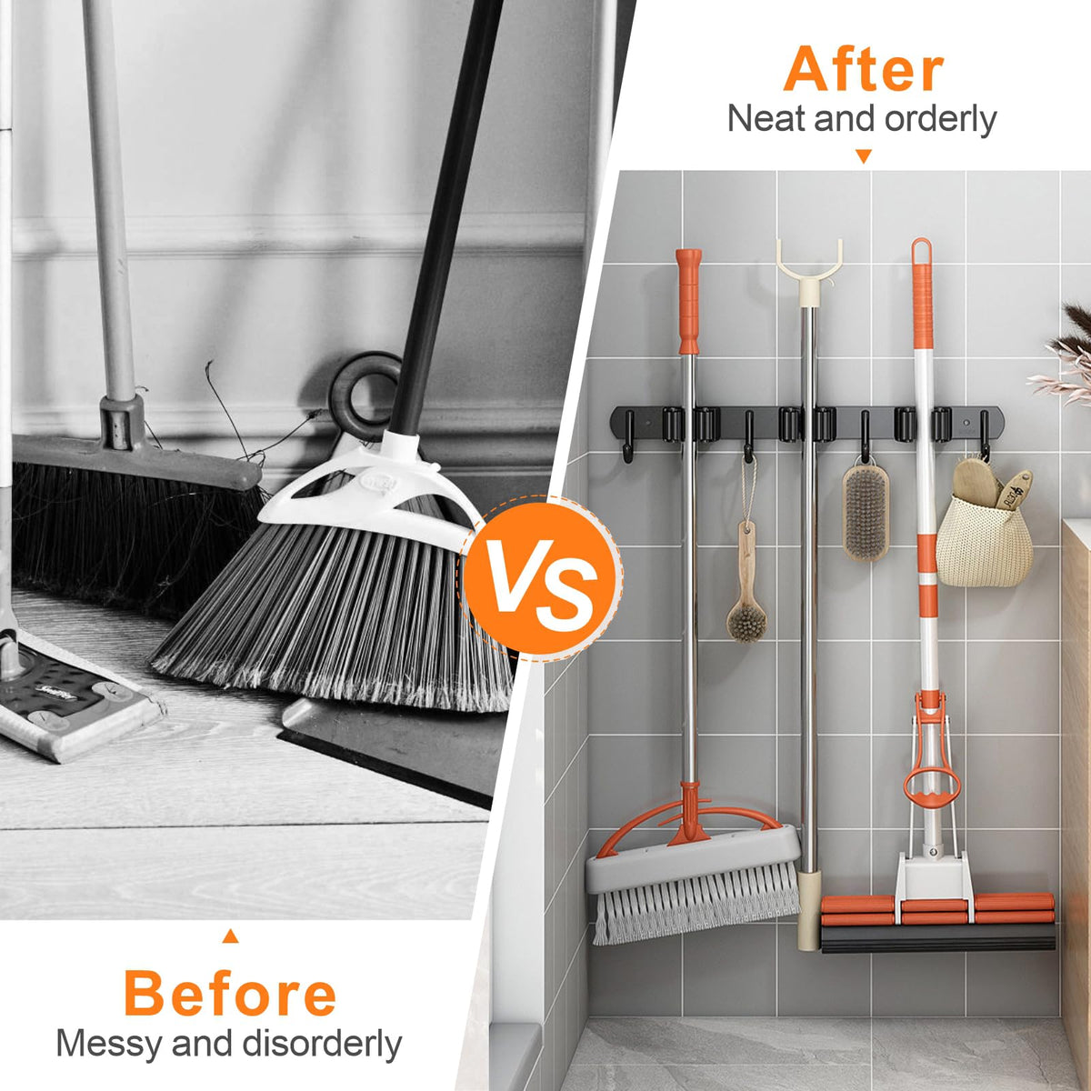 Mop and Broom Holder Wall Mount