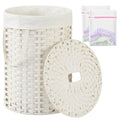 Laundry Hamper with Lid Round Laundry Basket 23.8 Gal White