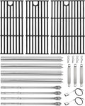 17" Grill Part Kit for Charbroil Performance 4 Burner 463352521 463354021 463365522 463365021 463350521, Grill Grates/Heat Plates/Burners/Adjustable Crossover Tube/Ignition for Charbroil Grills