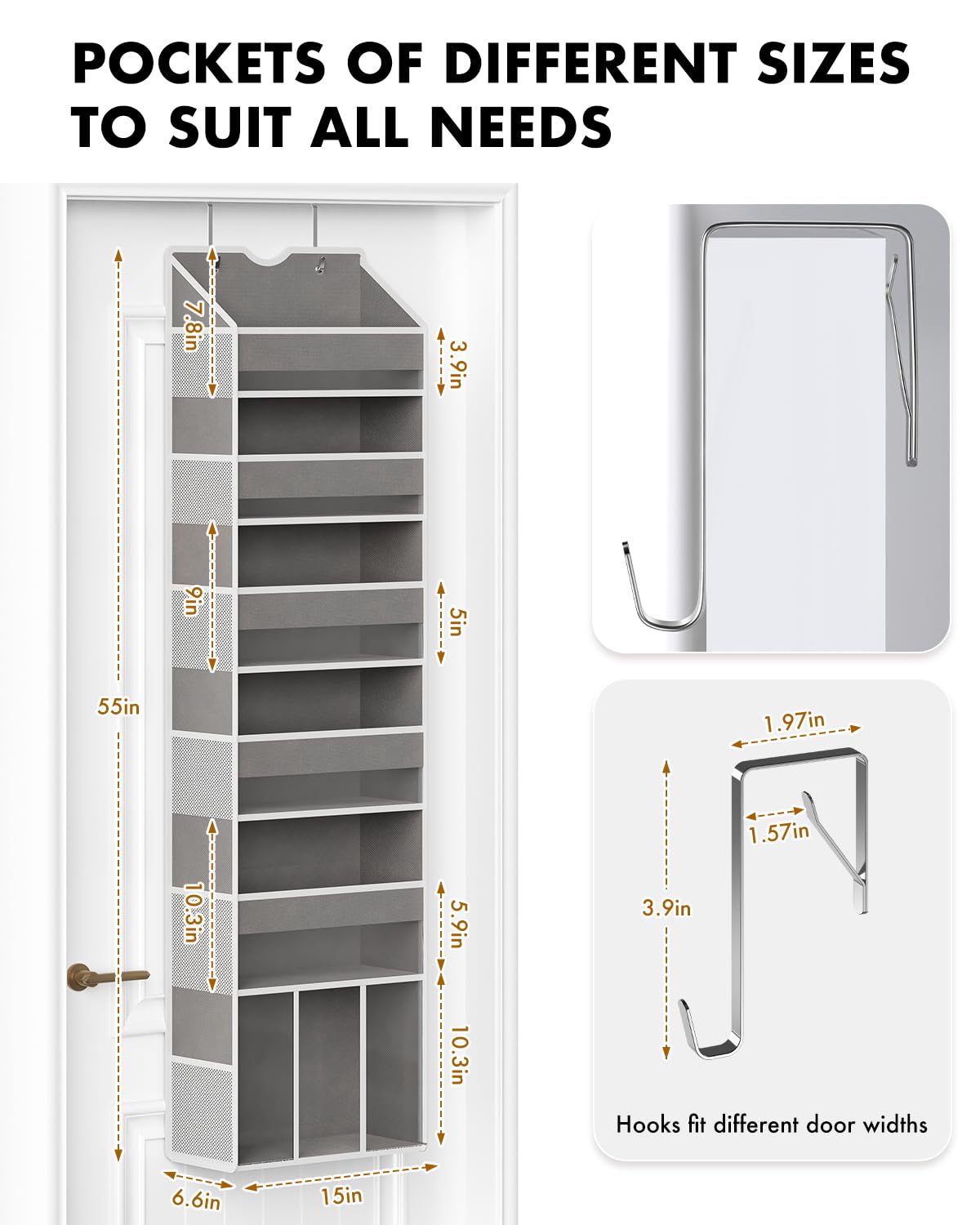 2 Pack Over The Door Organizer Hanging 6