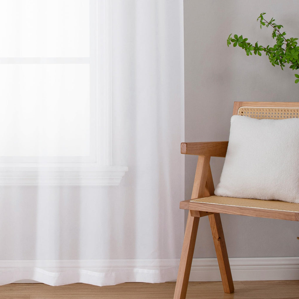 Sheer White Curtains 90 inches Long 2 Panels (2 Count)