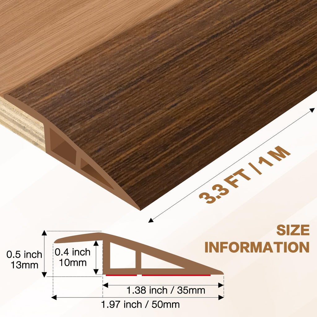 Floor Transition Strip Vinyl Door Threshold Ramp Self Adhesive Carpet Edging Strip Doorway Edge Trim (3.3 Foot)