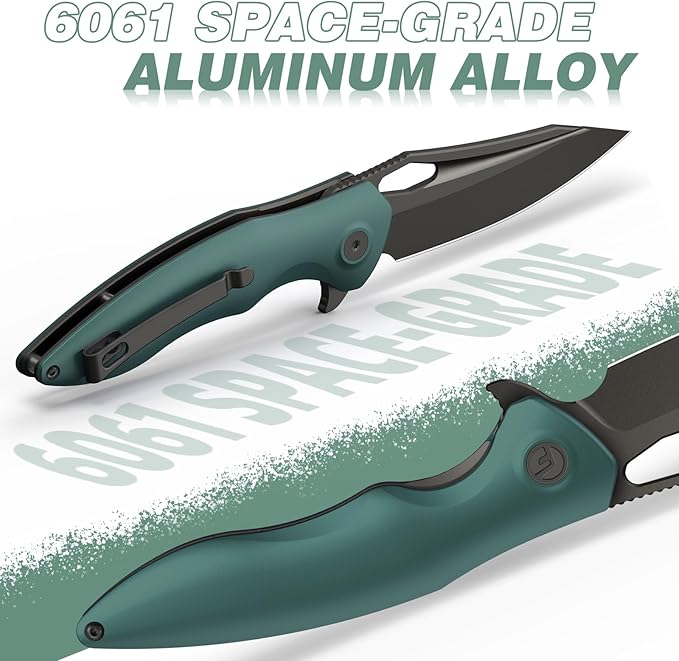 FINTISO Apollo Pocket Knife, 3.3" 14C28N Blade Aluminum Alloy Handle Folding Knife with Liner Lock, EDC Knife with Pocket Clip for Camping, Survival, Hunting, Unique Gift for Men Women