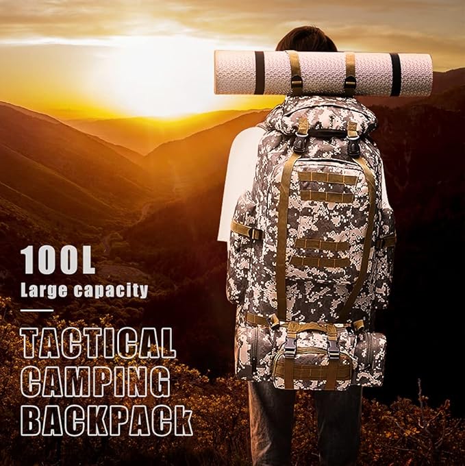 King'sGuard 100L Camping Hiking Backpack Molle Rucksack Military Camping Backpacking Daypack